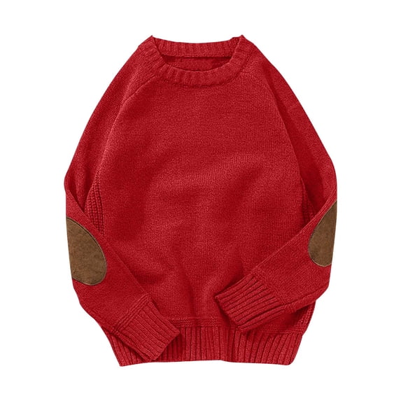hotojiny Men's Oversized Sweater Vintage Patchwork Crewneck Knit Pullover Big and Tall Soft Lightweight Casual Sweaters Streetwear