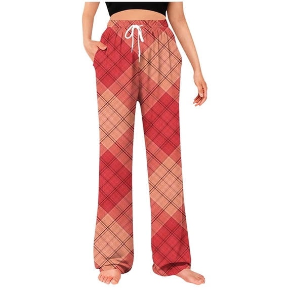 hotojiny Men's Pajama Pants Fashion Plaid Soft Pj Bottoms Loungewear Elastic Waist Drawstring Big and Tall Sleep Pants