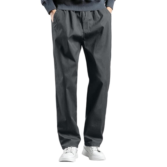 hotojiny Men's Pants Expandable Waist Regular Fit Casual Golf Pants Big and Tall Classic Straight Leg Pants for Work