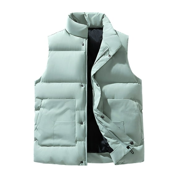 hotojiny Men's Puffer Vest Lightweight Sleeveless Big and Tall Jacket Winter Warm Zip Up Outerwear Vest Outdoor down Vest with Pockets