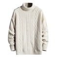 thumbnail image 1 of hotojiny Men's Pullover Winter Turtleneck Long Sleeve Knitted Sweater Comfortable Warm Thick Base Layer Textured Tops, 1 of 7