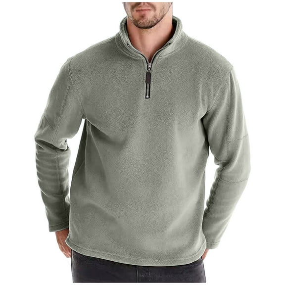 hotojiny Men's Quarter Zip up Pullover Winter Warm Long Sleeve Fleece Lined Sweatshirt Sherpa Thermal Sports Golf Shirt
