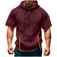 thumbnail image 1 of hotojiny Men's Quarter Zipper Sweatshirt Fashion Colorblock Short Sleeve Hoodie Workout Gym Loose Fit Athletic Pullover with Pocket, 1 of 5