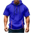 thumbnail image 1 of hotojiny Men's Quarter Zipper Sweatshirt Fashion Colorblock Short Sleeve Hoodie Workout Gym Loose Fit Athletic Pullover with Pocket, 1 of 5