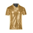 thumbnail image 1 of hotojiny Men's Sequins Shirt Sparkle Glitter Short Sleeve Collar Nightclub Party Tops 70s Sparkle Glitter Button Tee, 1 of 3