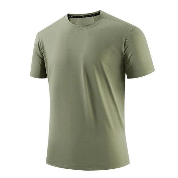 hotojiny Men's Short Sleeve T-Shirt Quick Dry Athletic Running Silk Top Tee Big and Tall Crew Neck Solid Workout Clothes
