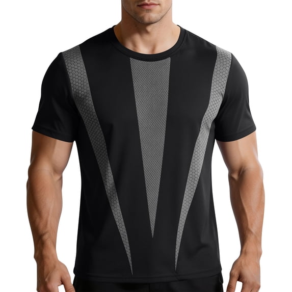 hotojiny Men's Short Sleeve T-Shirt Quick Dry Workout Athletic Tee Top Stylish Running Rash Guard Performance Shirt M-4XL