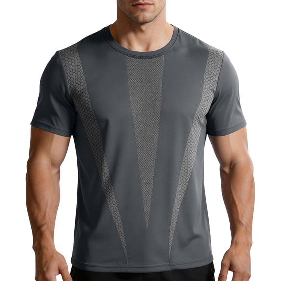 hotojiny Men's Short Sleeve T-Shirt Quick Dry Workout Athletic Tee Top Stylish Running Rash Guard Performance Shirt M-4XL