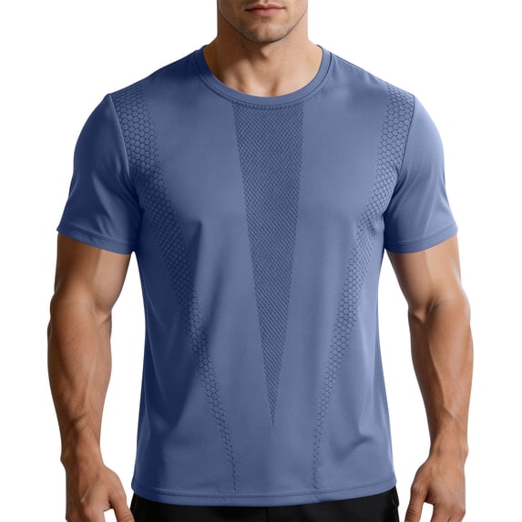 hotojiny Men's Short Sleeve T-Shirt Quick Dry Workout Athletic Tee Top Stylish Running Rash Guard Performance Shirt M-4XL