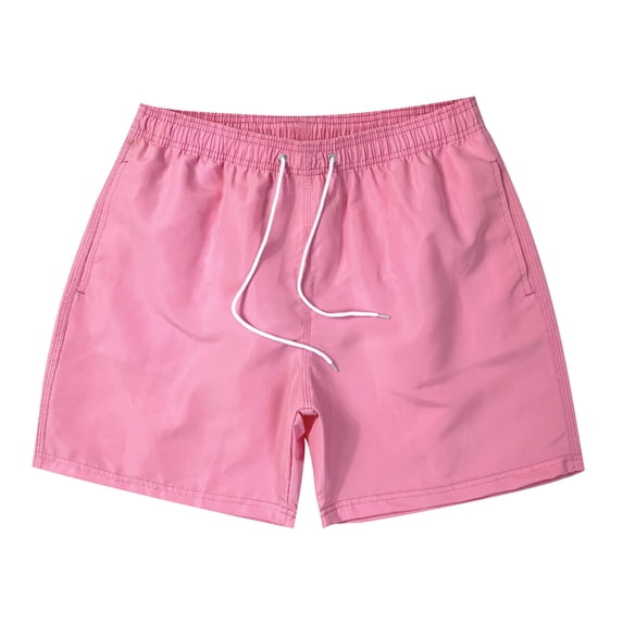 hotojiny Men's Shorts Lightweight Drawstring Pocket Beach Shorts Plus Size Solid Straight Leg Sport Workout Shorts for Vaction