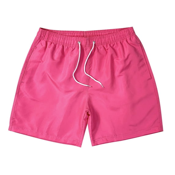 hotojiny Men's Shorts Lightweight Drawstring Pocket Beach Shorts Plus Size Solid Straight Leg Sport Workout Shorts for Vaction