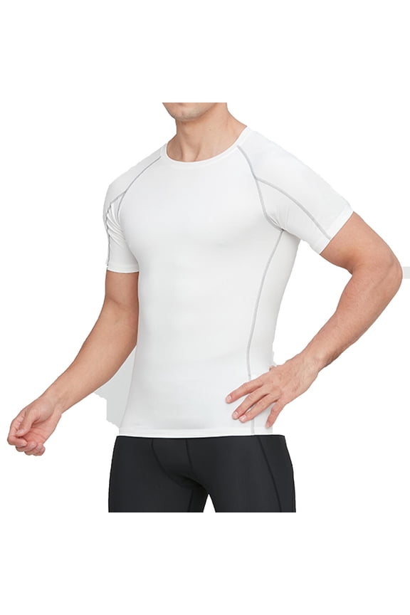 Men's Sports T Shirts Stretchy Crew Neck Breathable Workout Tops Lightweight Short Sleeve Gym Tee for Athletic Running Casual