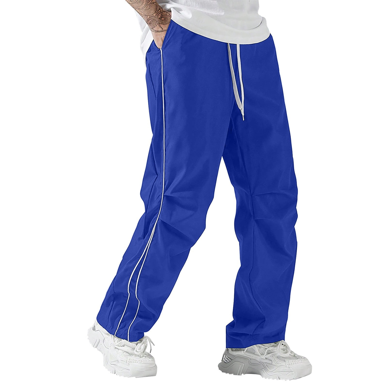 hotojiny Men's Sweatpants Side Striped Open Bottom Baggy Sweat