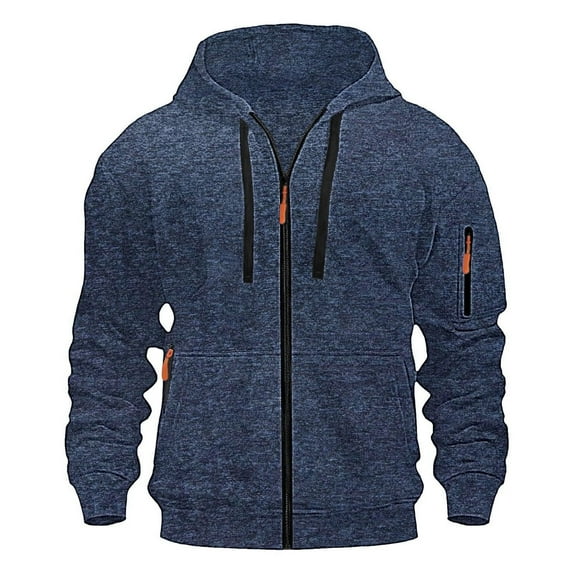 hotojiny Men's Sweatshirt Full Zip Casual Hooded Jacket Fashion Drawstring Long Sleeve Sports Athletic Fall Coat S-3Xl
