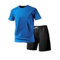 thumbnail image 1 of hotojiny Men's Tracksuit Summer 2 Piece Set Short Sleeve Crew Neck T-Shirt and Sweat Shorts Sweatsuit Sets Loungewear(Blue,XX-Large), 1 of 7