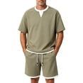 thumbnail image 1 of hotojiny Men's Two Piece Shorts Sets Summer Sweatsuits Casual Comfy Jogging Active Sets Stylish Color Block Matching Outfit(Green,X-Large), 1 of 7