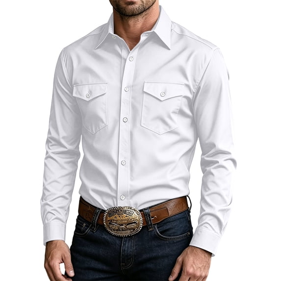 hotojiny Men's UPF 50+ Sun Protection Shirt Button down Long Sleeve Cargo Shirt for Hiking Fishing(White,X-Large)