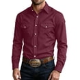 thumbnail image 1 of hotojiny Men's UPF 50+ Sun Protection Shirt Button down Long Sleeve Cargo Shirt for Hiking Fishing(Wine,X-Large), 1 of 7