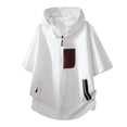 thumbnail image 1 of hotojiny Men's UPF50+ Full Zip Jacket Short Sleeve Sun Protection Quick Dry Rash Guard Athletic Hooded T-Shirt for Fishing Beach, 1 of 7