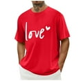 thumbnail image 1 of hotojiny Men's Valentine's Day Shirts Short Sleeve Cute Printed Tshirt Summer Crew Neck Loose Beach Travel Top S-XXL, 1 of 5