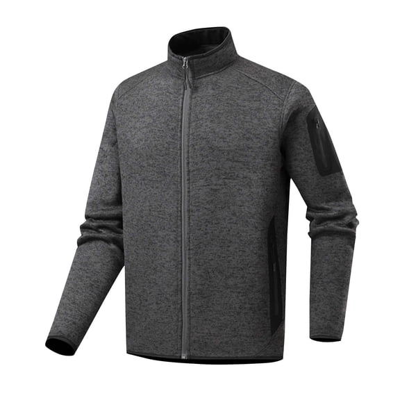 hotojiny Men's Winter Outdoor Coat Full-Zip Fleece Jacket Soft Warm Winter Coat Casual Stand Collar Golf Sweatshirt with Pockets
