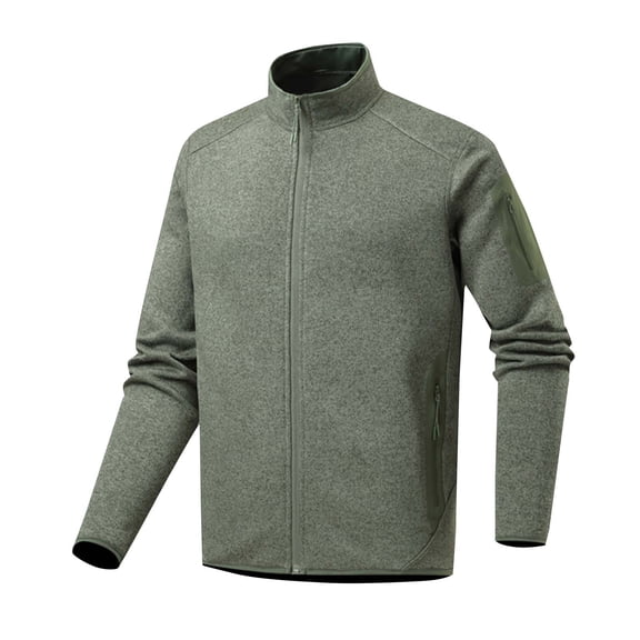 hotojiny Men's Winter Outdoor Coat Full-Zip Fleece Jacket Soft Warm Winter Coat Casual Stand Collar Golf Sweatshirt with Pockets