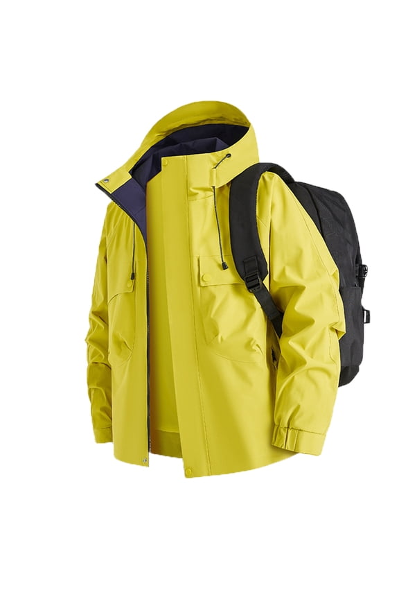 Men's Winter Ski Jackets Full Zip Thermal Warm Windbreaker Coats Fashion Colorblock Snow Raincoat with Hood S-3Xl