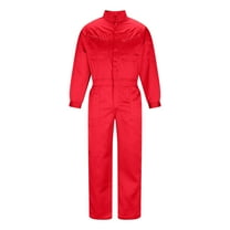hotojiny Men's Work Coverall Elastic Waist Long Sleeve Zip up Twill Overalls Workwear Wrinkle Resistant Jumpsuit with Multi Pockets