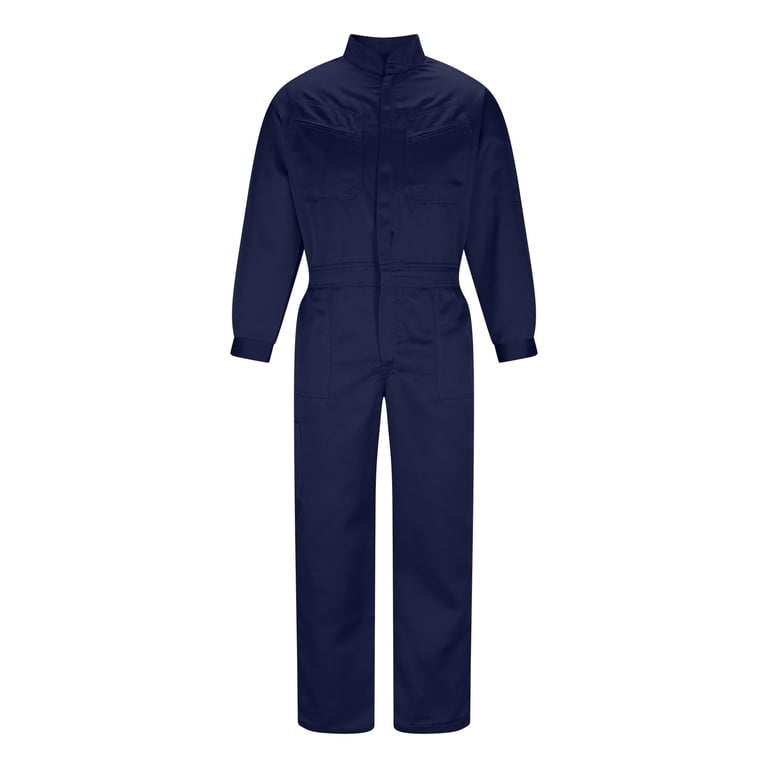 hotojiny Men's Work Coverall Elastic Waist Long Sleeve Zip up