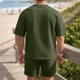 thumbnail image 1 of hotojiny Mens 2 Piece Outfits Summer Textured T-Shirt and Drawstring Shorts Set Comfortable Short Sleeve Travel Outfit(Army Green,X-Large), 1 of 6