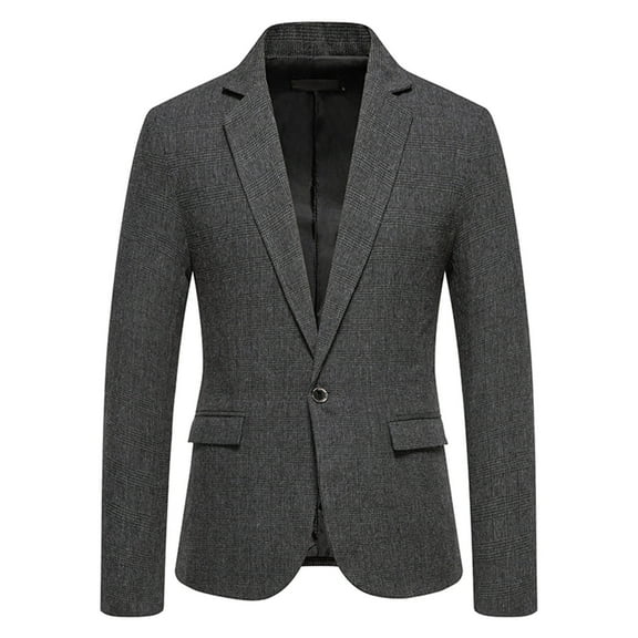 hotojiny Mens Blazers Slim Fit Business Casual Suit Jacket Lightweight Plaid Work Sport Coat One Button Travel Blazer