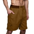 thumbnail image 1 of hotojiny Mens Cargo Shorts Casual Cotton Linen Elastic Waist Drawstring Short Pants Stylish Knee Length Athletic Hiking Shorts, 1 of 7