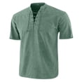 thumbnail image 1 of hotojiny Mens Casual Henley Shirts Big and Tall Lace up Short Sleeve Vintage Summer Tops Renaissance Shirt Party Clubwear, 1 of 4