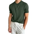 thumbnail image 1 of hotojiny Mens Casual T-Shirts Classic Short Sleeve Knit Tees Crewneck Ribbed Solid Shirts Comfort Business Work Tops, 1 of 5