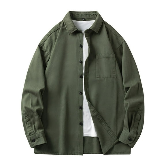 hotojiny Mens Cotton Jacket 2025 Fall Stylish Button down Casual Clothes Outdoor Work Big and Tall Men's Coat