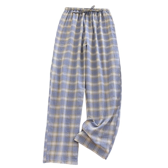 hotojiny Mens Cotton Pajama Pants Lightweight Lounge Plaid Pj Bottoms Soft Comfy Drawstring Loose Fit Sleepwear with Pockets