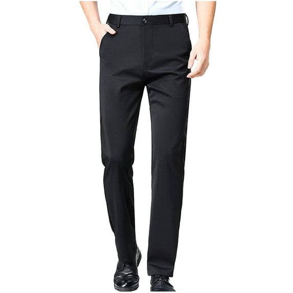 hotojiny Mens Dress Pants High Waist Stretch Classic Business Pants Lightweight Breathable Formal Pant for Golf Work