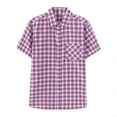 thumbnail image 1 of hotojiny Mens Dress Shirts Short Sleeve Button down Plaid Shirt Casual Regular Fit Stretch Tops Summer Wedding Vacation Shirt, 1 of 6