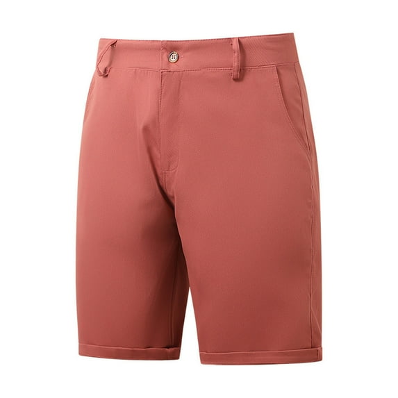 hotojiny Mens Dress Shorts Summer Chino Rolled Hem Straight Leg Golf Shorts Casual Button Business Work Shorts with Pockets