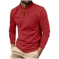thumbnail image 1 of hotojiny Mens Golf Shirt Vintage Long Sleeve Work Shirts Classic Colorblock Fall Thermal Button Shirt with Pocket, 1 of 7