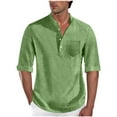 thumbnail image 1 of hotojiny Mens Henley Shirts Casual Lightweight 3/4 Sleeve T-Shirt Breathable Half Buttons Summer Beach Yoga Tops with Pocket, 1 of 7