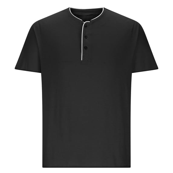 hotojiny Mens Henley Shirts Classic Short Sleeve Basic Button T-Shirts Casual Workout Tee Lightweight Athletic Gym Plus Size Tops