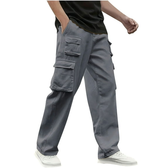 hotojiny Mens Hiking Pants Lightweight Workout Fishing Cargo Pants Comfort Fit Straight Leg Work Trousers with Pockets