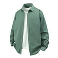 thumbnail image 1 of hotojiny Mens Jacket Shirts Long Sleeve Button down Big and Tall Shacket Jacket Solid Color Loose Fit Warm Fall Coat, 1 of 6