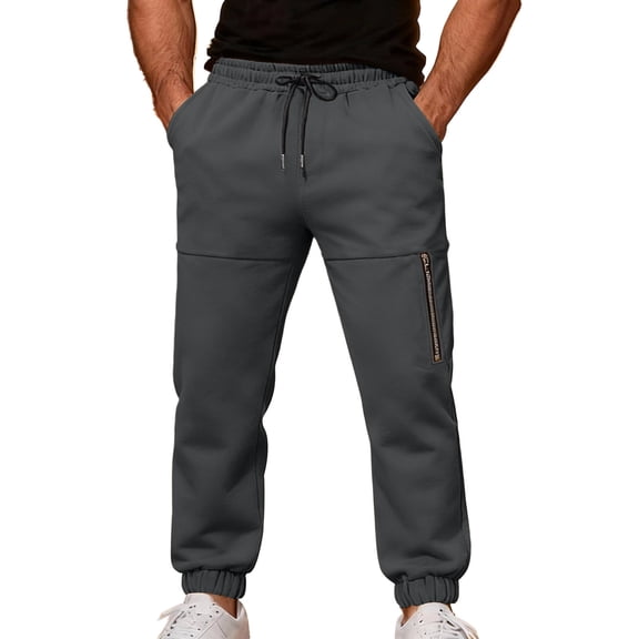 hotojiny Mens Joggers Casual Elastic Waist Athletic Sweatpants with Zipper Pockets Breathable Drawstring Lounge Activewear