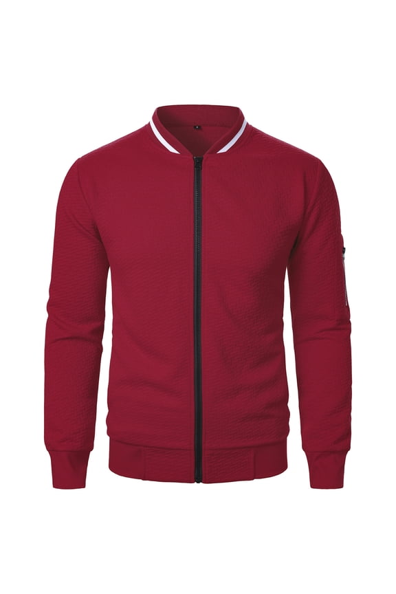 Mens Lightweight Jackets Slim Fit Full Zip Business Casual Golf Coat Textured Windbreaker Fall Jacket with Pockets