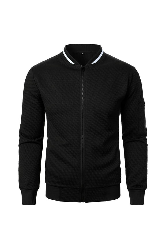 Mens Lightweight Jackets Slim Fit Full Zip Business Casual Golf Coat Textured Windbreaker Fall Jacket with Pockets