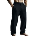 thumbnail image 1 of hotojiny Mens Linen Pants Casual Cotton Linen Plain Pants Summer Beach Lightweight Breathable Trousers with Pockets, 1 of 6