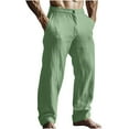 thumbnail image 1 of hotojiny Mens Linen Pants Casual Cotton Linen Plain Pants Summer Beach Lightweight Breathable Trousers with Pockets, 1 of 6