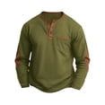 thumbnail image 1 of hotojiny Mens Long Sleeve Henley Shirts Fashion 3-Button Colorblock Tee Pullover Soft Basic Casual Tshirt with Pocket(Army Green,Large), 1 of 6